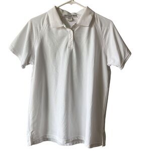 Chestnut Hill Polo Golf Shirt Womens Sz Large Dry Fast White Short Sleeve Collar
